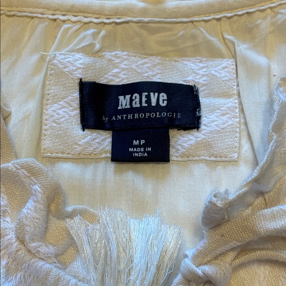 Anthropologie Maeve Dominique Tunic Dress Creme White size Medium Petite - Picture 6 of 11